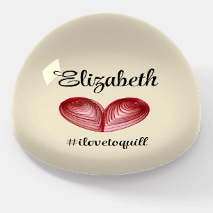 Customizable Red Quilled Heart Dome Paperweight