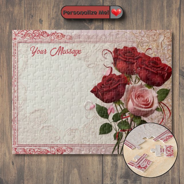 Customizable Red Rose Jigsaw Puzzle (Customizable Red Rose Jigsaw Puzzle)