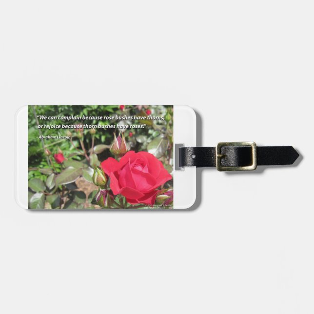 Customizable Red Rose Luggage Tag - Gratitude (Front Horizontal)