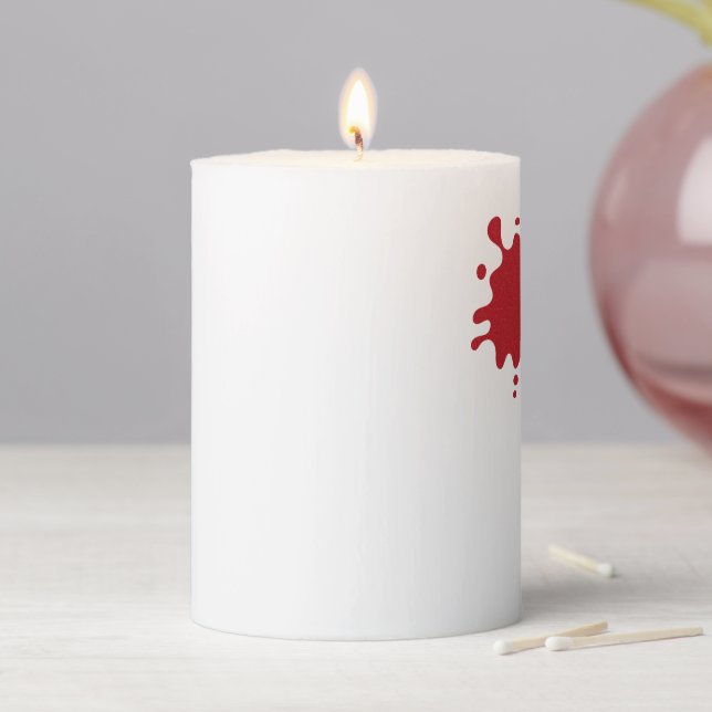 Customizable Red Splash Pillar Candle (In Situ)