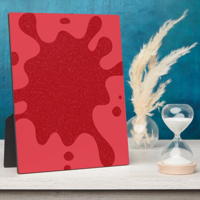 Customizable Red Splash Tabletop Plaque with Easel (Side)