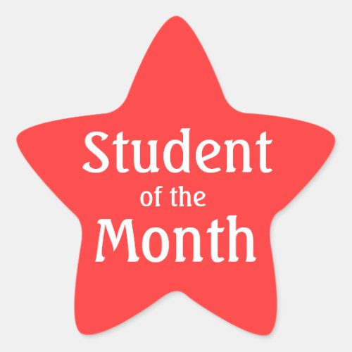 Customizable Red Star Student Of The Month Star Sticker