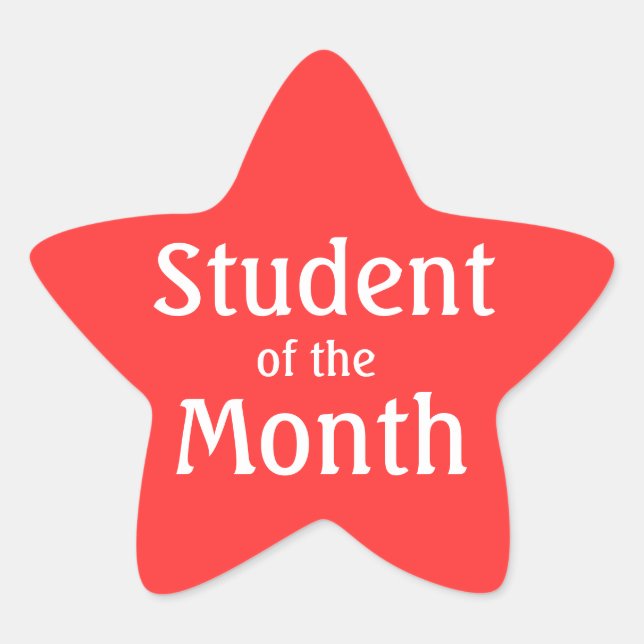 Customizable Red Star Student Of The Month Sticker (Front)