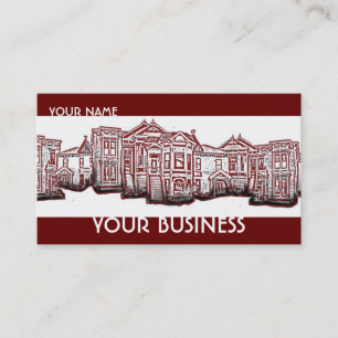 Customizable red victorian homes business cards