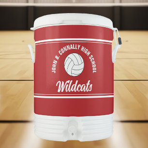 Customizable Red Volleyball Team Beverage Cooler