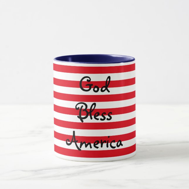 Customizable Red, White and Blue God Bless America Mug (Center)