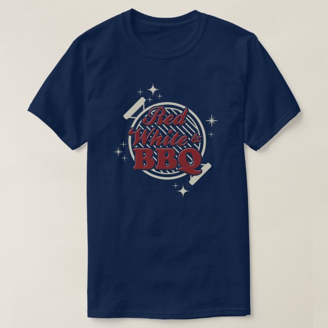 Customizable Red White & BBQ Family Reunion Back T-Shirt (Design Front)