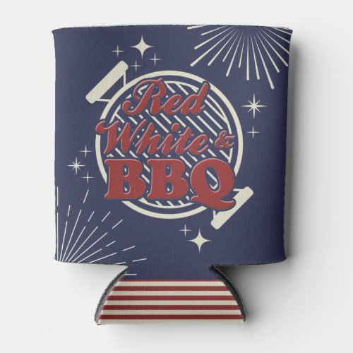 Customizable Red White  BBQ Family Reunion Can Cooler