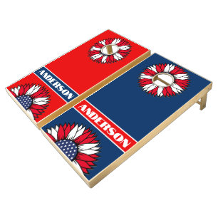 Customizable Red, White & Blue Cornhole Set