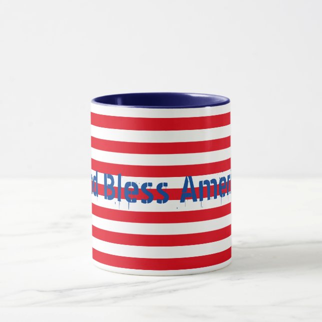 Customizable Red White Blue "God Bless America" Mug (Center)