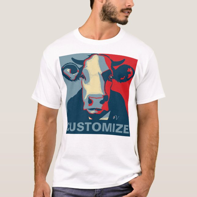 Customizable! Red White Blue Pop Art Cow Tshirt (Front)