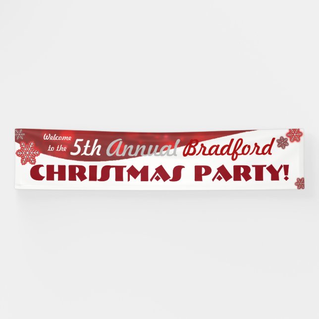 Customizable red white Christmas holiday banner (Horizontal)