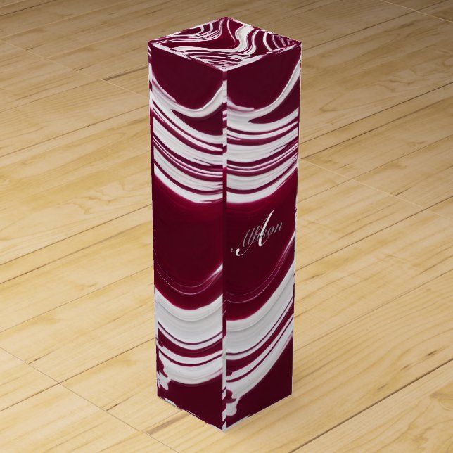 Customizable red wine monogram and name box (Front)