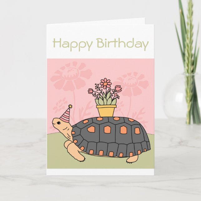 Customizable Redfoot Tortoise Birthday Card 1 (Front)