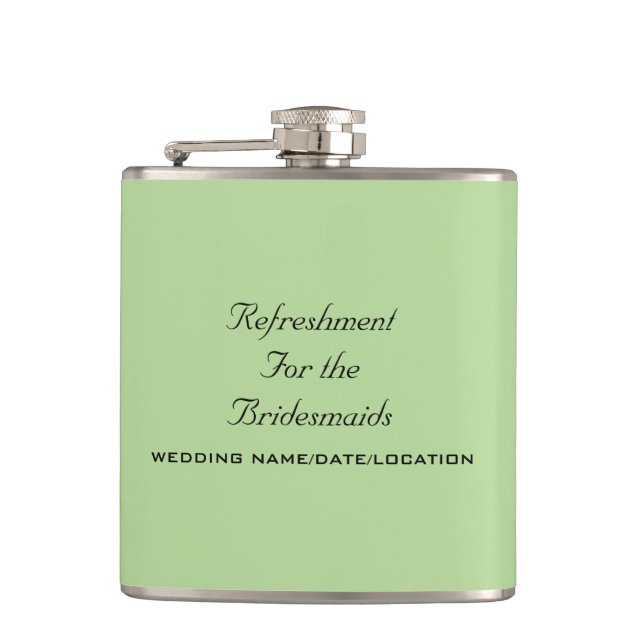 CUSTOMIZABLE Refreshment for Bridesmaids Flask (Front)