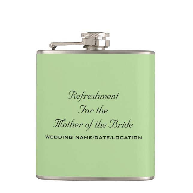 CUSTOMIZABLE Refreshment for Mother of Bride Flask (Front)