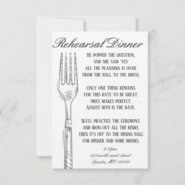 Customizable Rehearsal Dinner Card (Front)