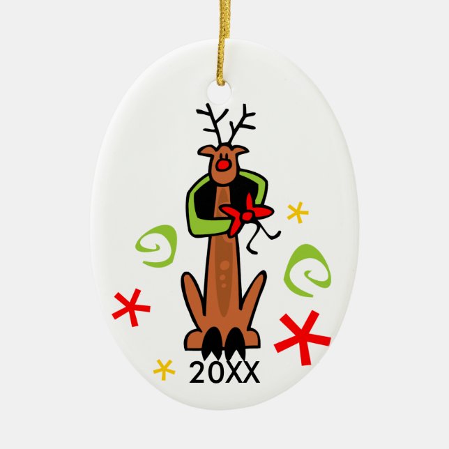 Customizable Reindeer Holiday Ornament (Front)