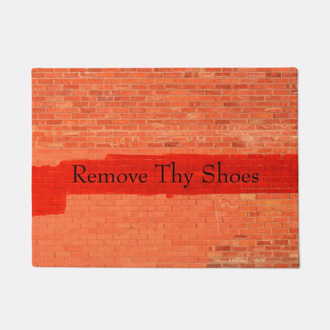 Customizable "Remove Thy Shoes" Fun Cool Unique Doormat (Front)