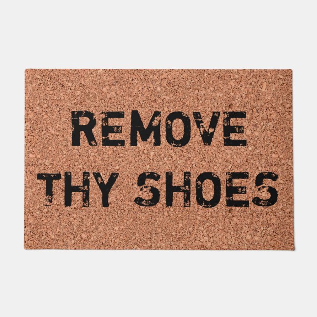 Customizable "Remove Thy Shoes" Fun Cool Unique Doormat (Front)