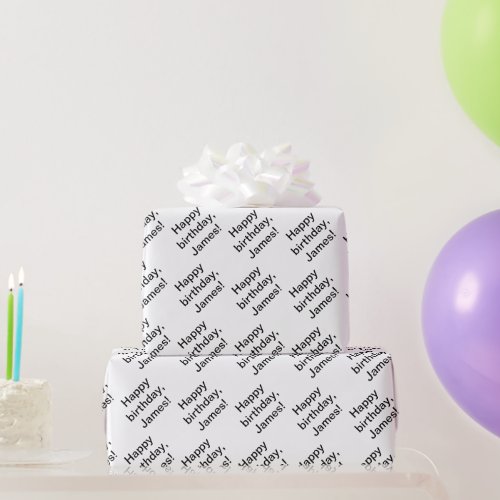 Customizable Repeating Happy Birthday any name Wrapping Paper