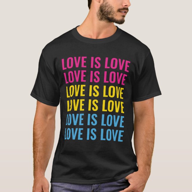 Customizable Repeating Text LGBTQ Pansexual Pride T-Shirt (Front)