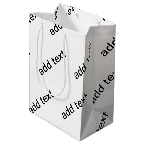 Customizable Repeating Text Modern White  Black Medium Gift Bag