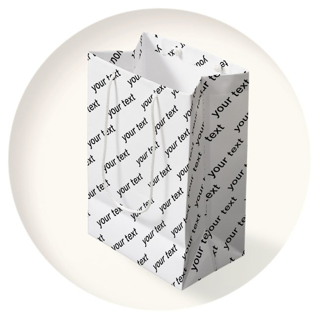 Customizable Repeating Text Modern White & Black Medium Gift Bag (Creator Uploaded)
