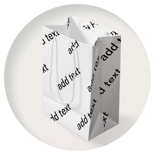 Customizable Repeating Text Modern White & Black Medium Gift Bag
