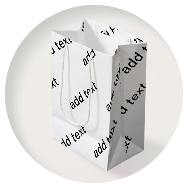 Customizable Repeating Text Modern White & Black Medium Gift Bag (Creator Uploaded)