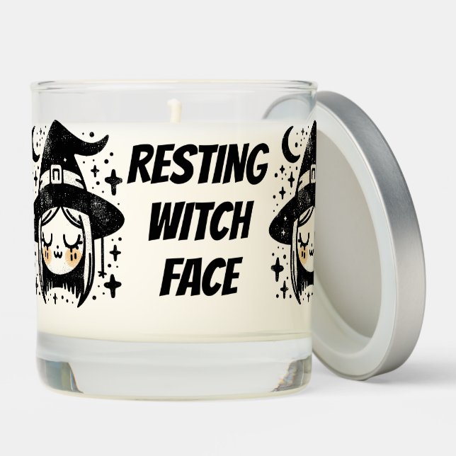 Customizable Resting Witch Face Scented Candle (Lid)