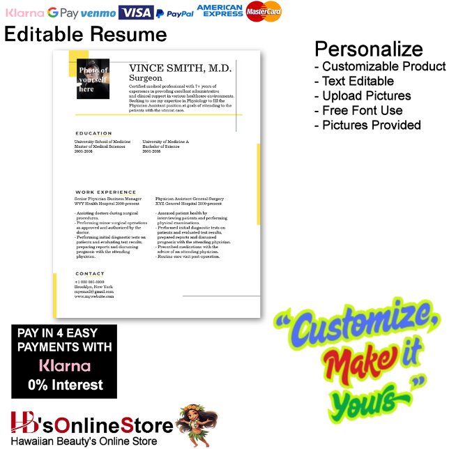 Customizable Resume Template with Photo 11 Letterhead (Customizable Resume Template with Photo Letterhead 11.)
