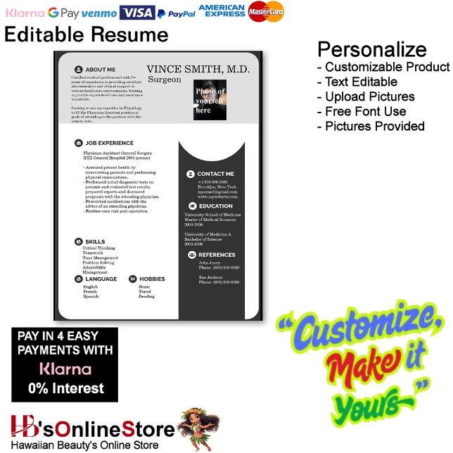 Customizable Resume Template with Photo 12 Letterhead (Customizable Resume Template with Photo Letterhead 12.
)