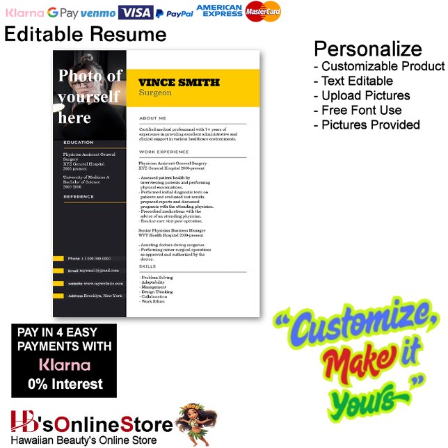 Customizable Resume Template with Photo 14 Letterhead (Customizable Resume Template with Photo Letterhead 14.)