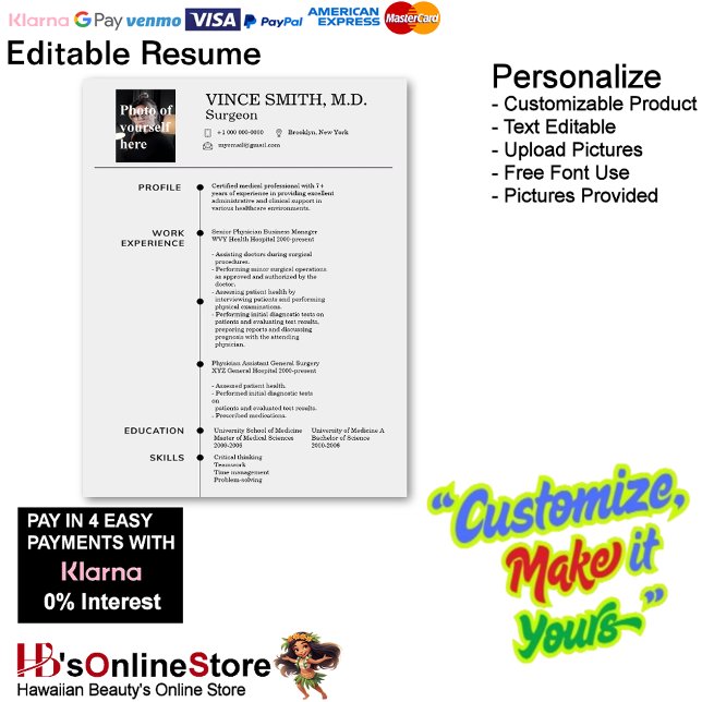 Customizable Resume Template with Photo 7 Letterhead (Customizable Resume Template with Photo Letterhead 7.)