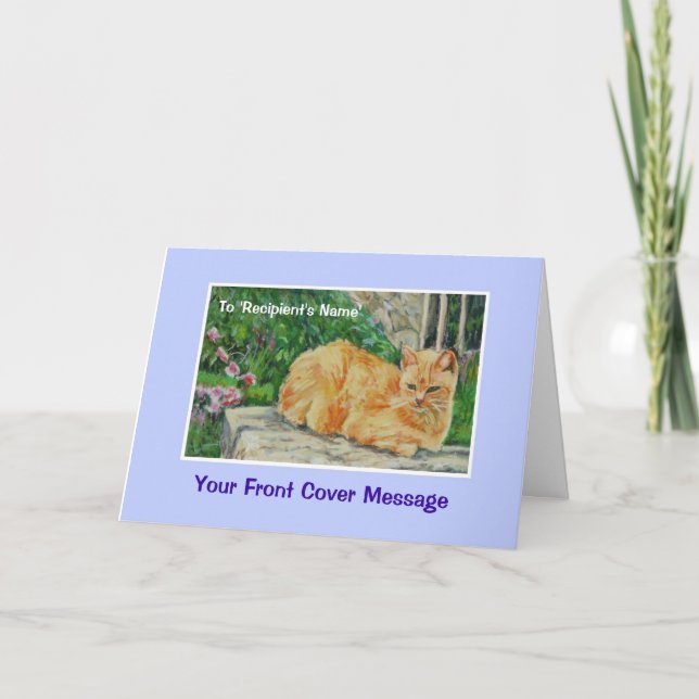 Customizable Retirement Card, Ginger Cat Card (Front)