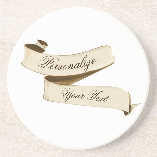 Customizable Retro Banner Old School Vintage Coaster (Front)