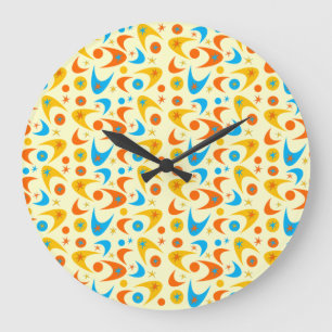 Customizable Retro Bommerangs Large Clock