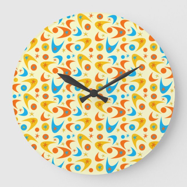 Customizable Retro Bommerangs Large Clock (Front)