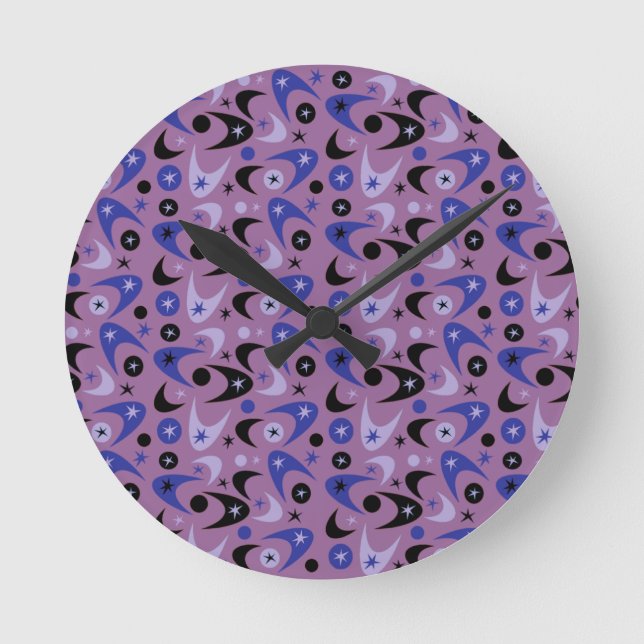 Customizable Retro Bommerangs Round Clock (Front)