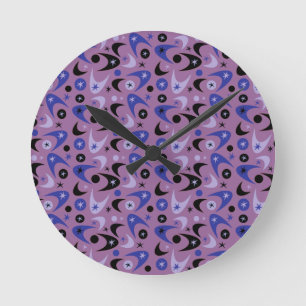 Customizable Retro Bommerangs Round Clock