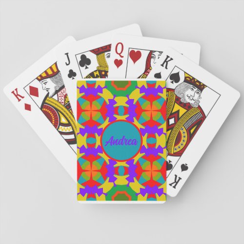 Customizable Retro Bright Geometrical Pattern Playing Cards
