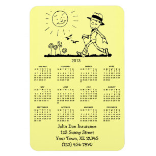 Customizable Retro Business Man 2013 Calendar Magnet