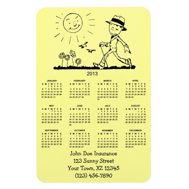 Customizable Retro Business Man 2013 Calendar Magnet (Vertical)