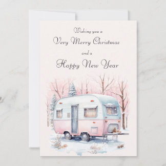 Customizable Retro Camper Christmas Card