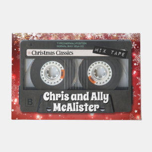 Customizable Retro Cassette Tape Christmas Doormat