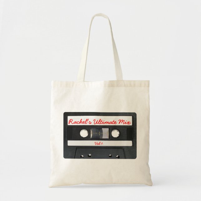 Customizable Retro Cassette Tape Tote Bag (Front)