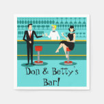 Customizable Retro Cocktail Lounge Paper Napkins