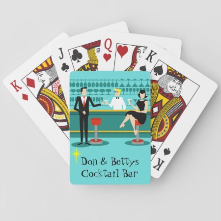 Customizable Retro Cocktail Lounge Playing Cards