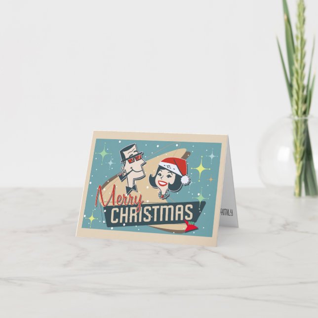 Customizable Retro Couple Merry Christmas Holiday (Front)